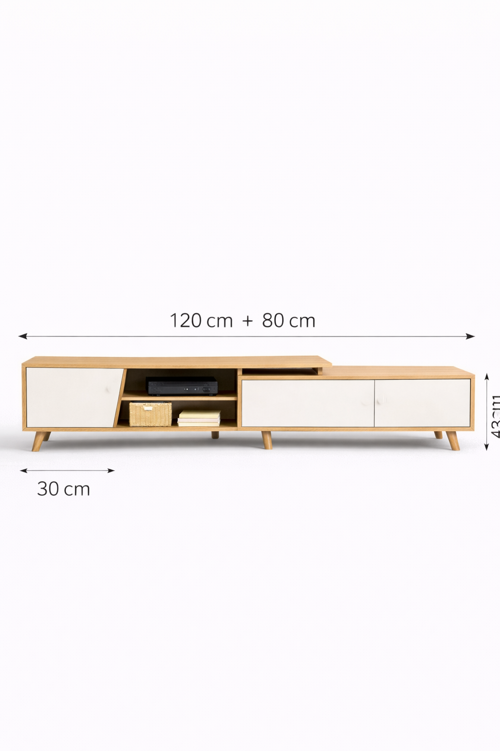 Rack TV Argos Ajustable Madera Clara 120+80x30x43 cm-7
