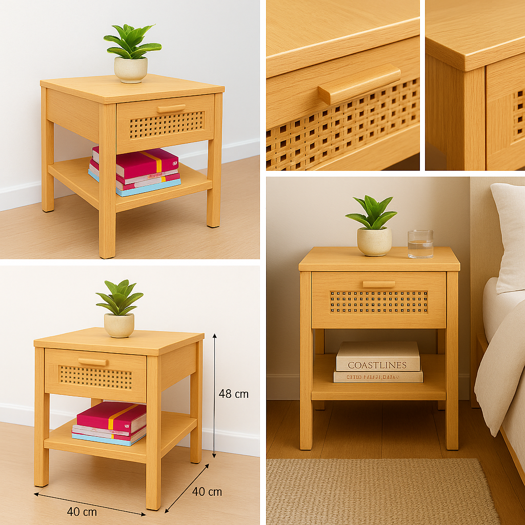 Velador Madera Clara 40×40×48-6