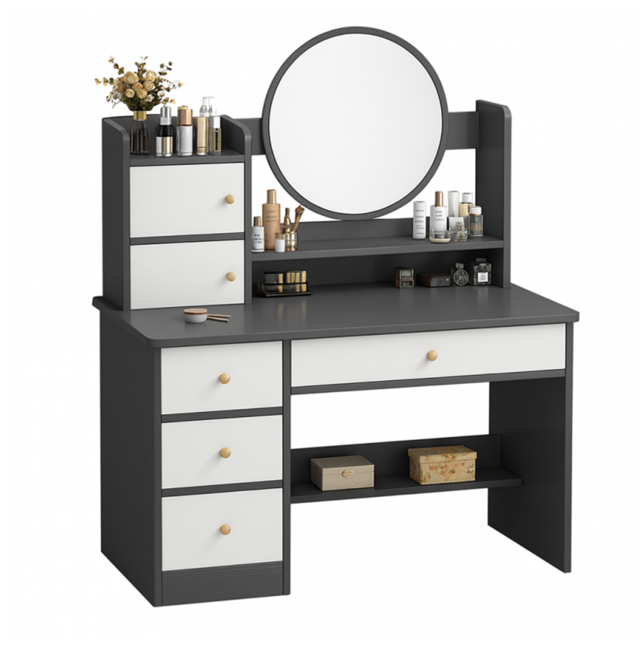 Mueble Tocador Vanity de Maquillaje con 6 Cajones  Estilo Elegante-6