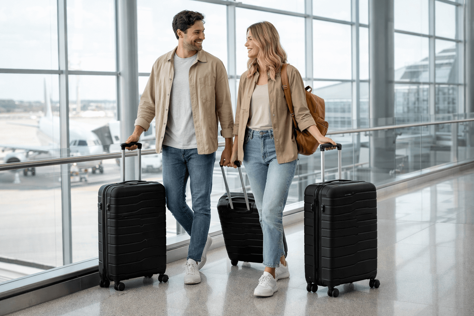 Juego de Maletas PP Alta Resistencia Reforzadas Negra 20-24-28”-3