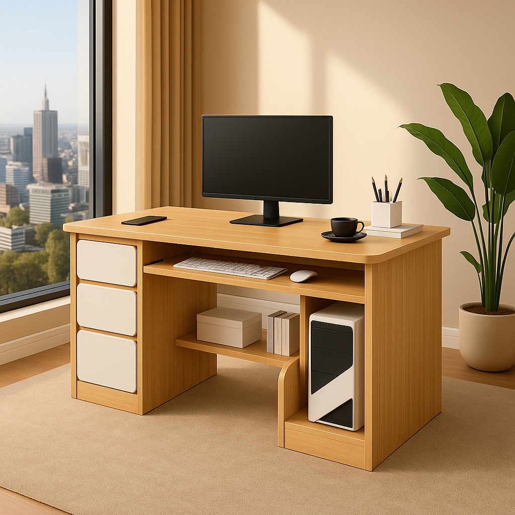 Escritorio triunfo oficina pc 3 gavetas 100x75x40 marron-6