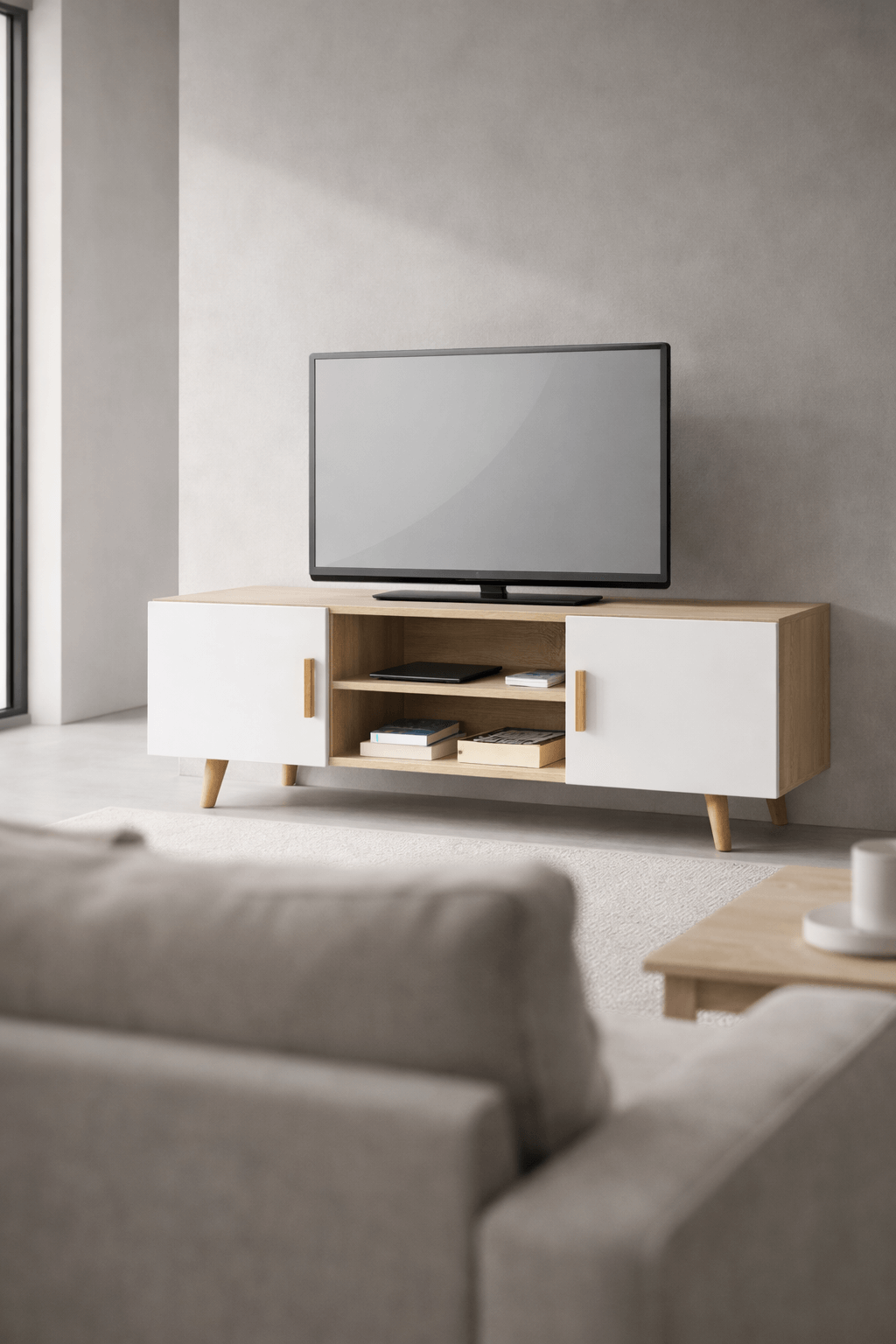 Rack TV 120 cm Terra Nova Blanco Moderno Para 50 Pulgadas-1