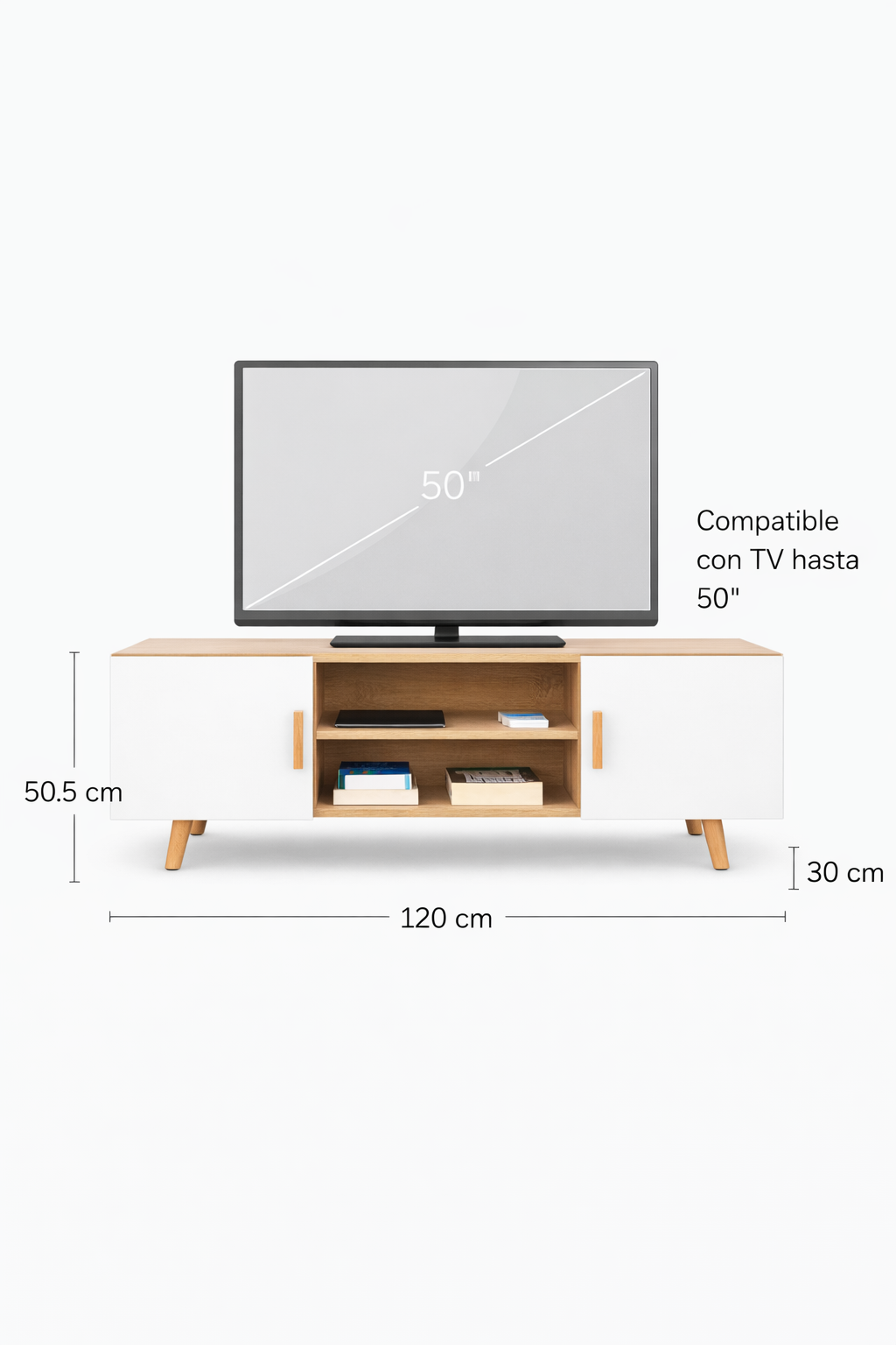 Rack TV 120 cm Terra Nova Blanco Moderno Para 50 Pulgadas-7