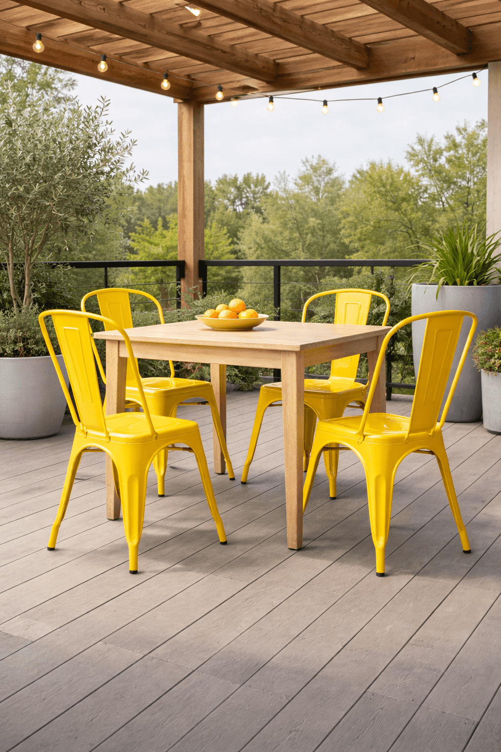 Pack 4 Sillas Solara 45 Amarillas Metal 85x45 cm Industrial-7