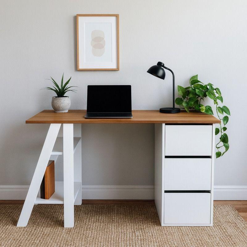 Escritório Moderno Home Office Diseño Minimalista White Blanco-5