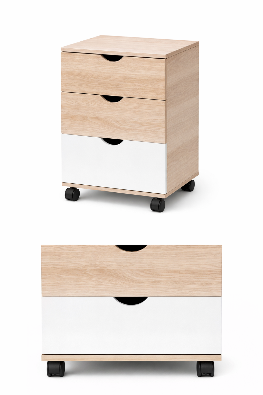 Velador 3 Cajones MDF Madera Clara 45×40×54 cm Reforzado-3