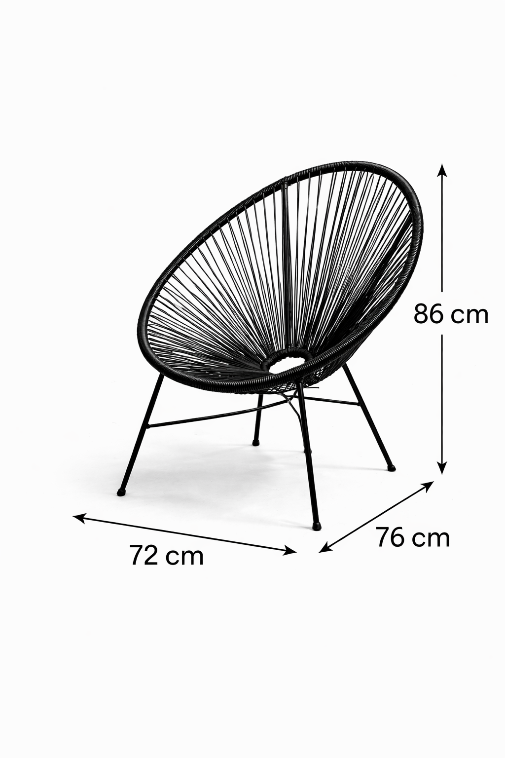 Juego Terraza 3 Piezas Hilo Negro con Mesa Redonda-4