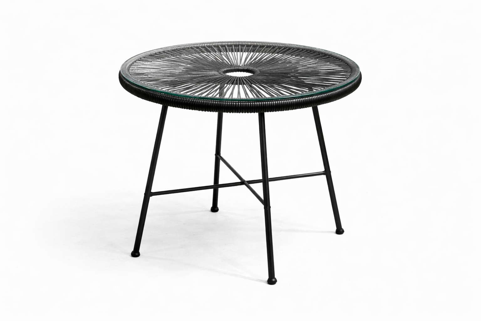 Juego Terraza 3 Piezas Hilo Negro con Mesa Redonda-6