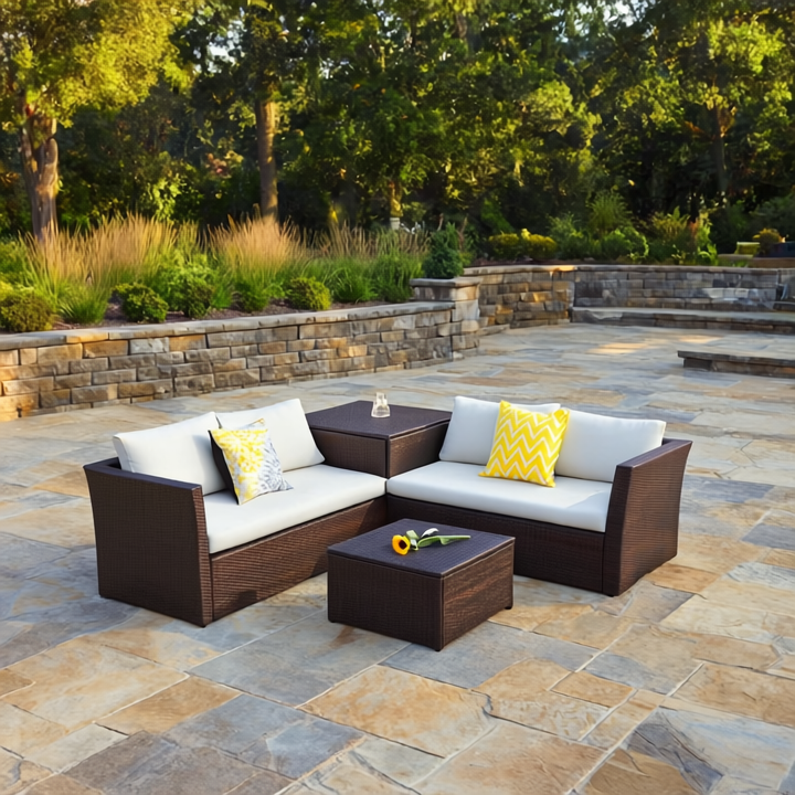 Set Terraza 4 Cuerpos Con Sillones Cojines Mesa De Exterior-2
