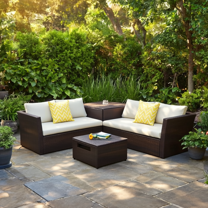 Set Terraza 4 Cuerpos Con Sillones Cojines Mesa De Exterior-3