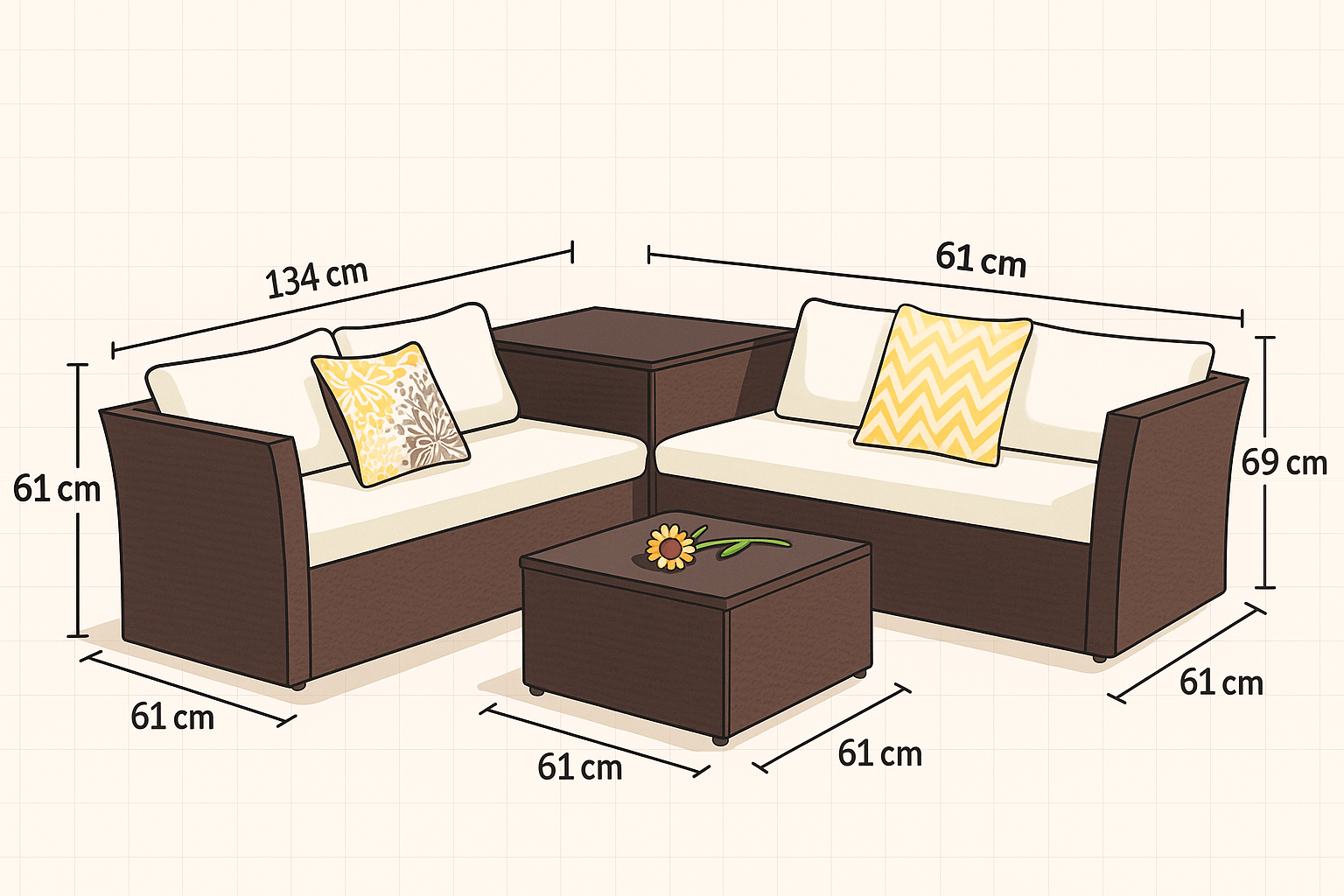 Set Terraza 4 Cuerpos Con Sillones Cojines Mesa De Exterior-5