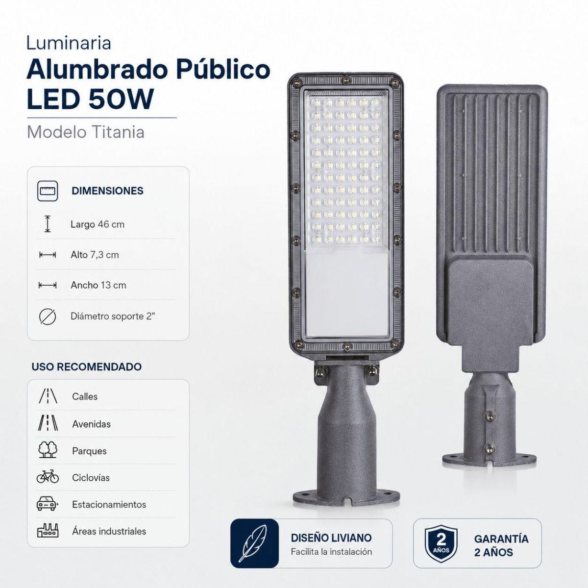 Luminaria Alumbrado Público LED 50W IP65 IK08 5000K Titania-4