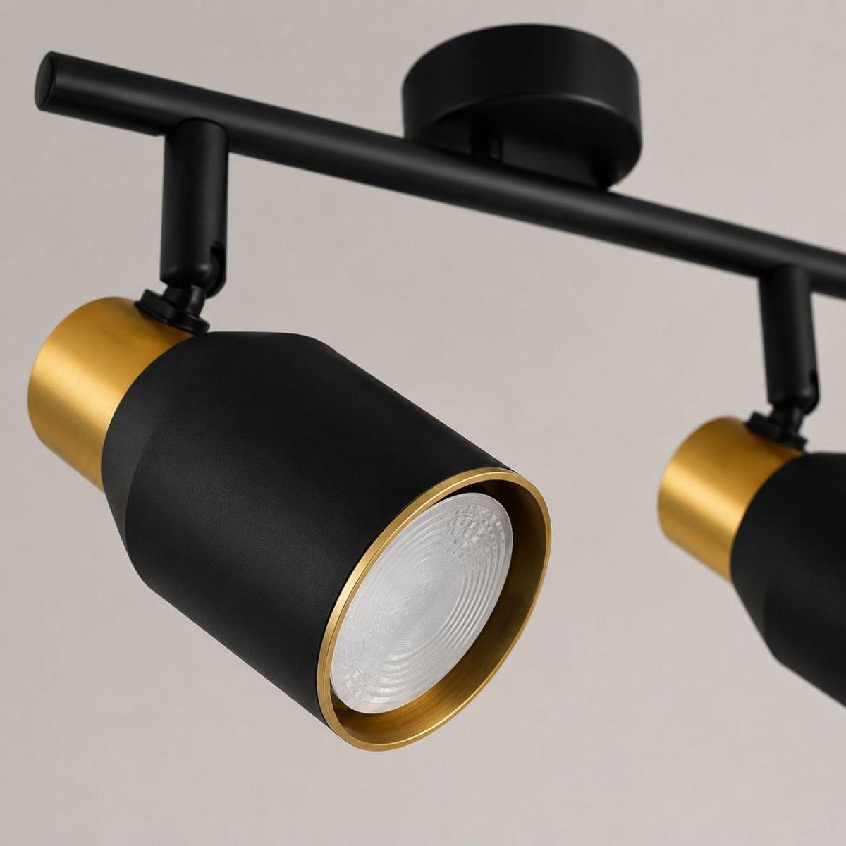 Aplique Doble GU10 Negro-Dorado Modelo Híades de Aluminio para Iluminación Interior-3