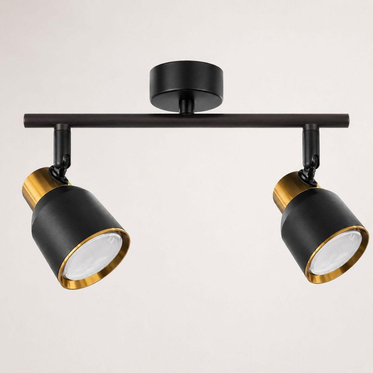 Aplique Doble GU10 Negro-Dorado Modelo Híades de Aluminio para Iluminación Interior-4