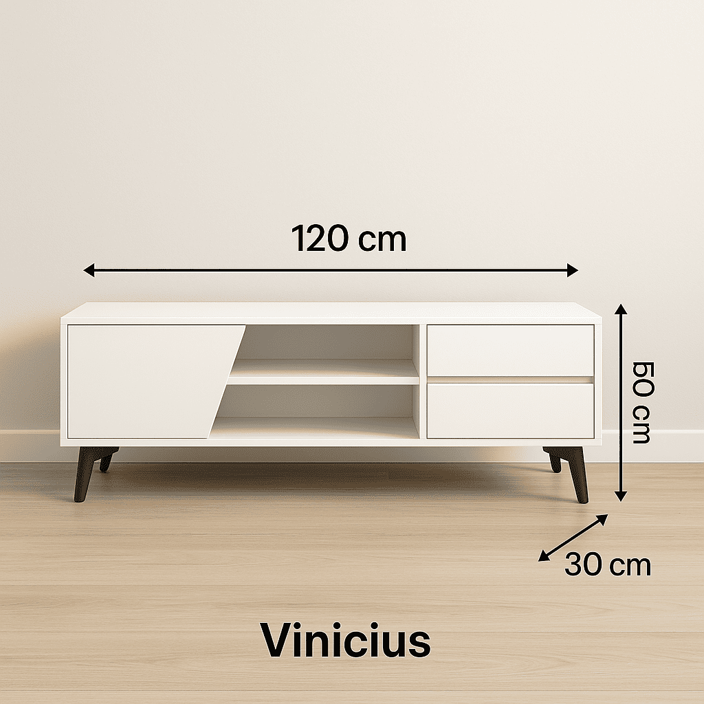Rack TV Vinicius Blanco 120 cm Melamina Mueble Organizador-2