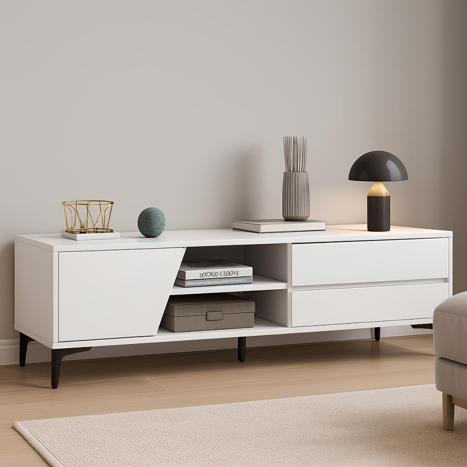 Rack TV Vinicius Blanco 120 cm Melamina Mueble Organizador-3