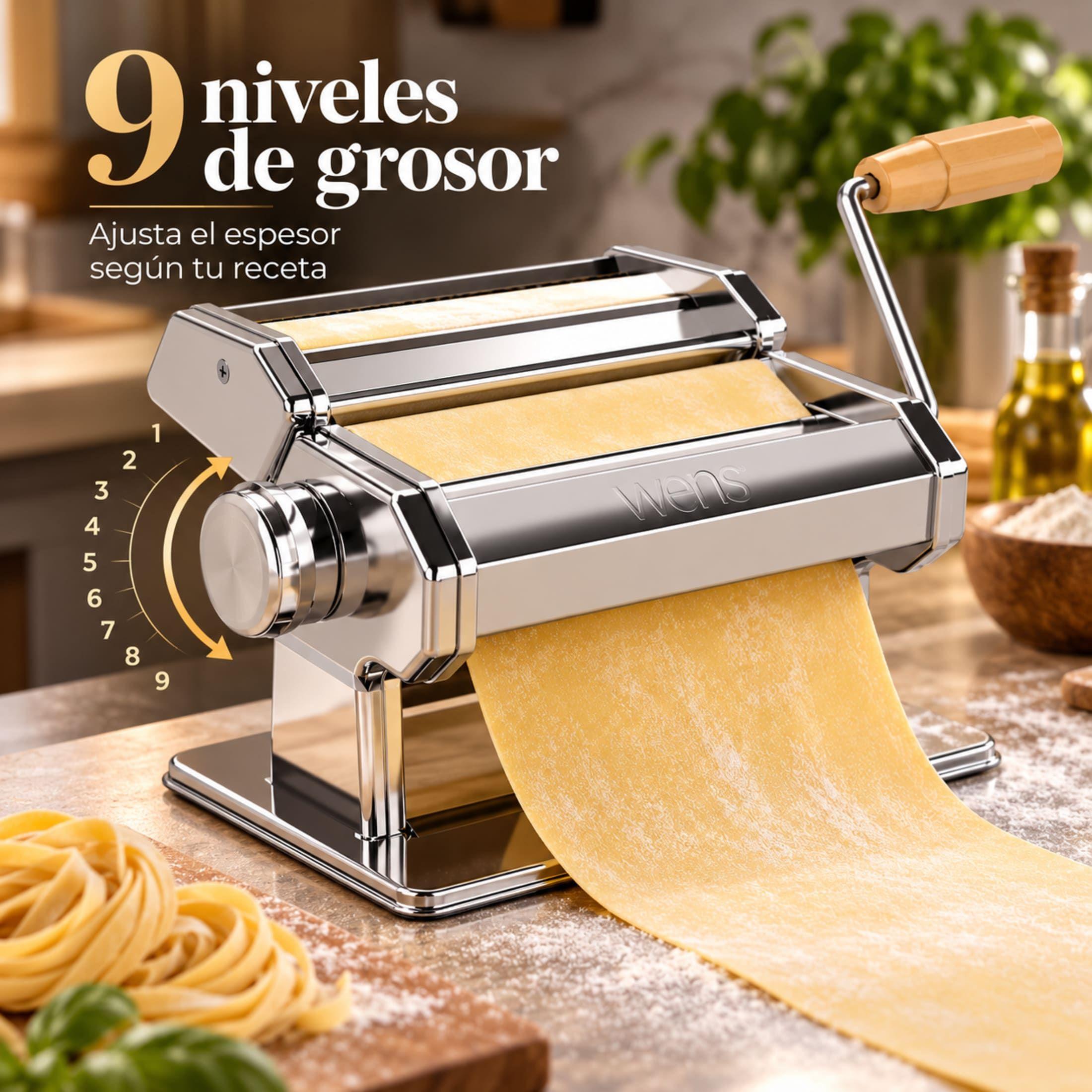 Máquina Para Pasta Wens 18 Cm Amasadora Y Cortadora Acero-2