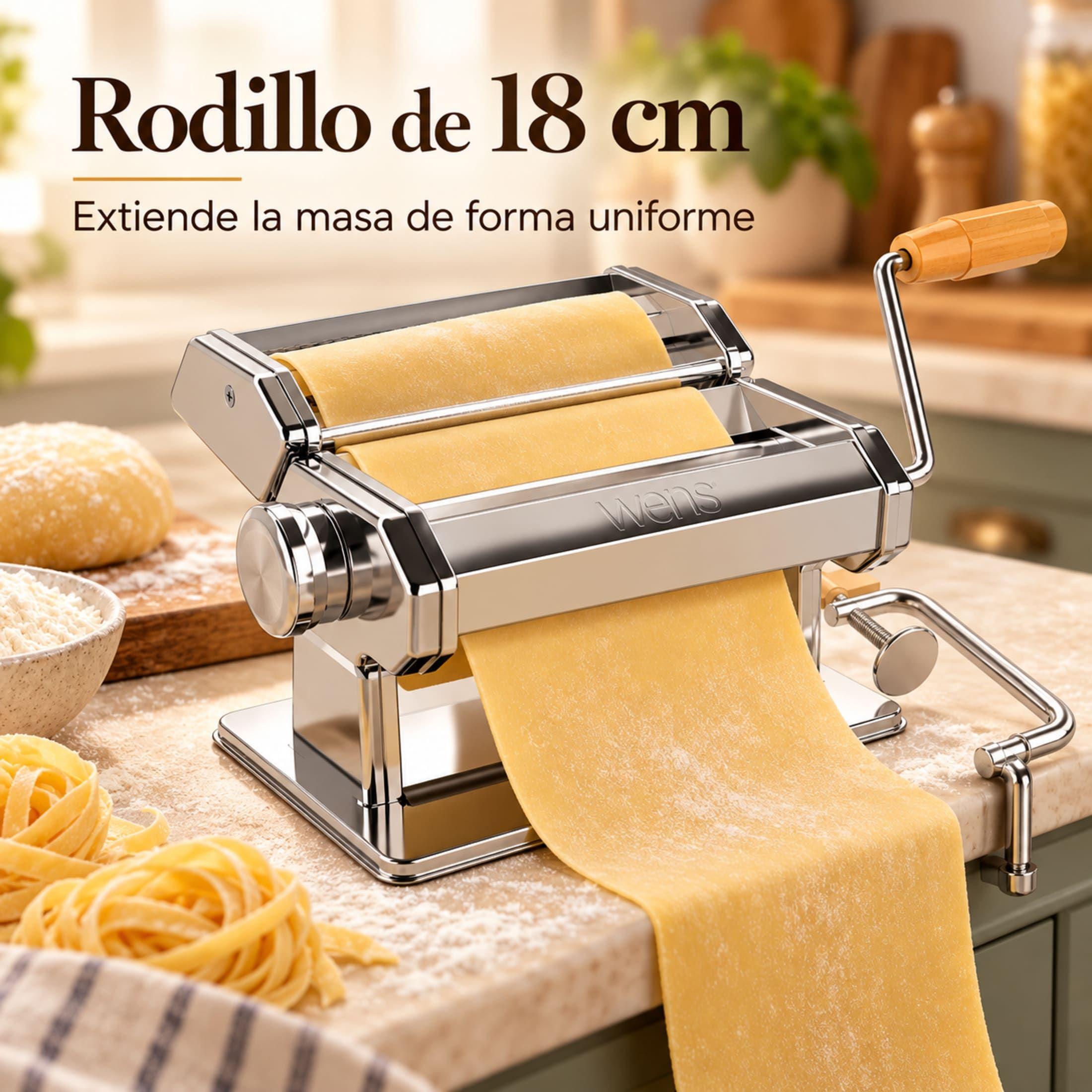 Máquina Para Pasta Wens 18 Cm Amasadora Y Cortadora Acero-4