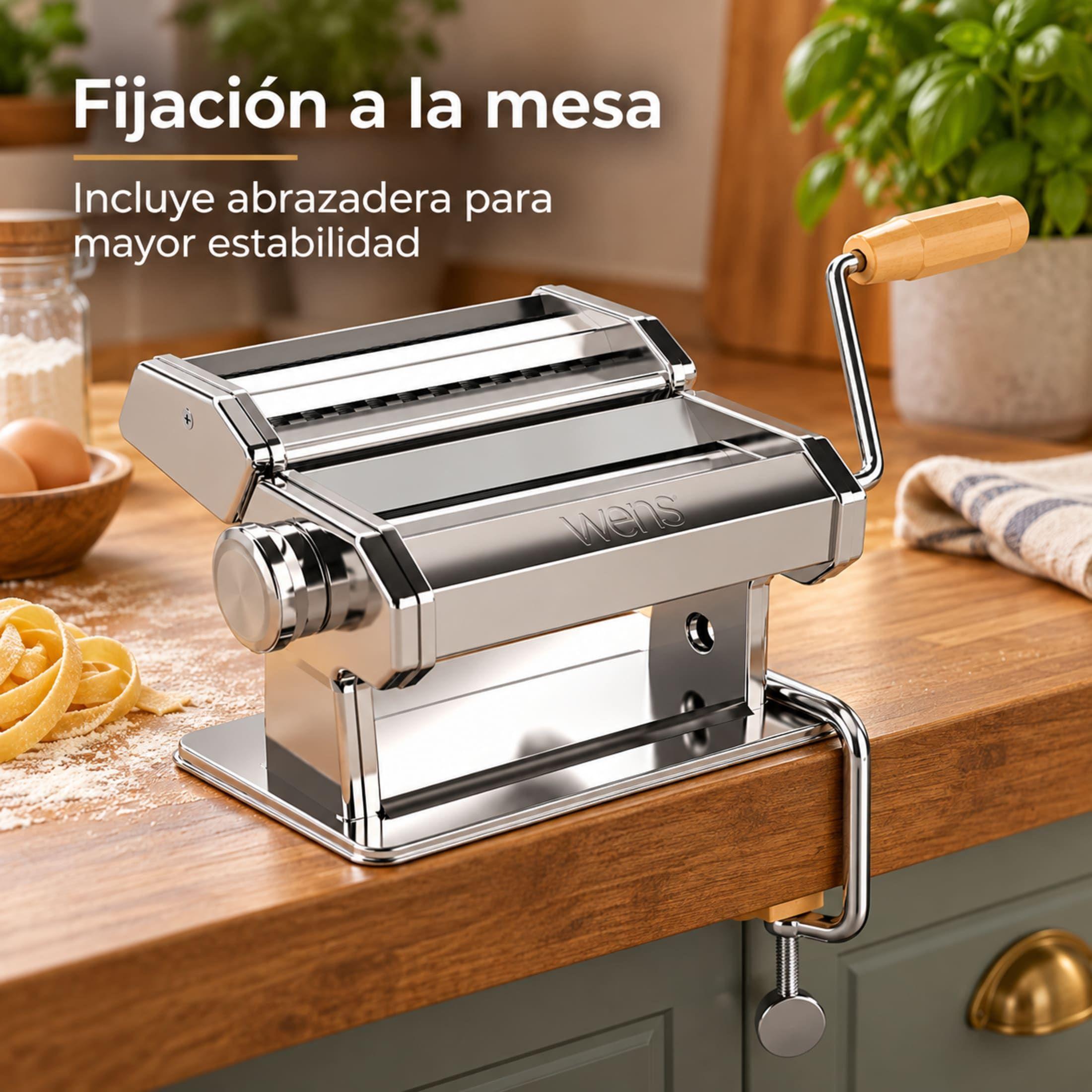 Máquina Para Pasta Wens 18 Cm Amasadora Y Cortadora Acero-5