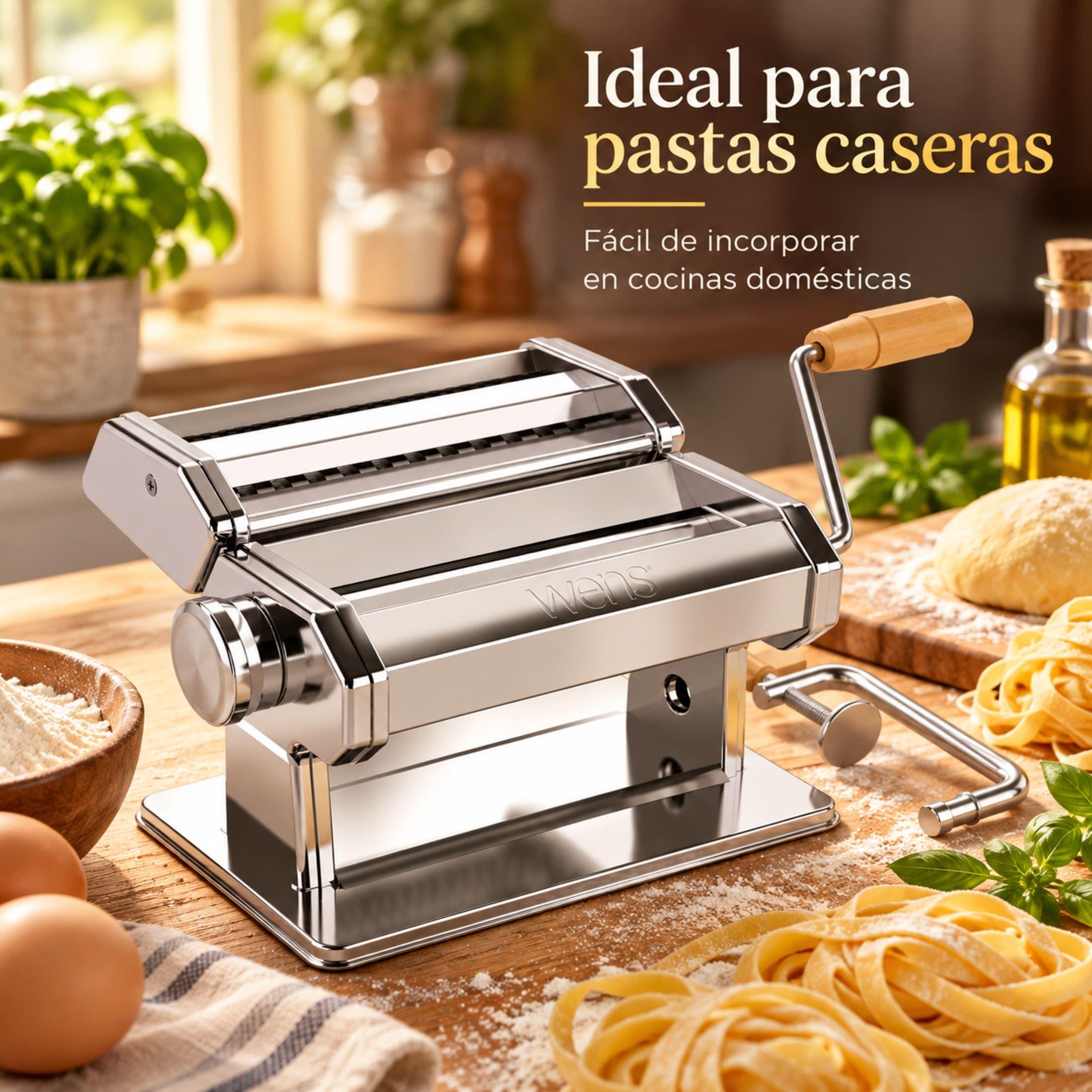 Máquina Para Pasta Wens 18 Cm Amasadora Y Cortadora Acero-7