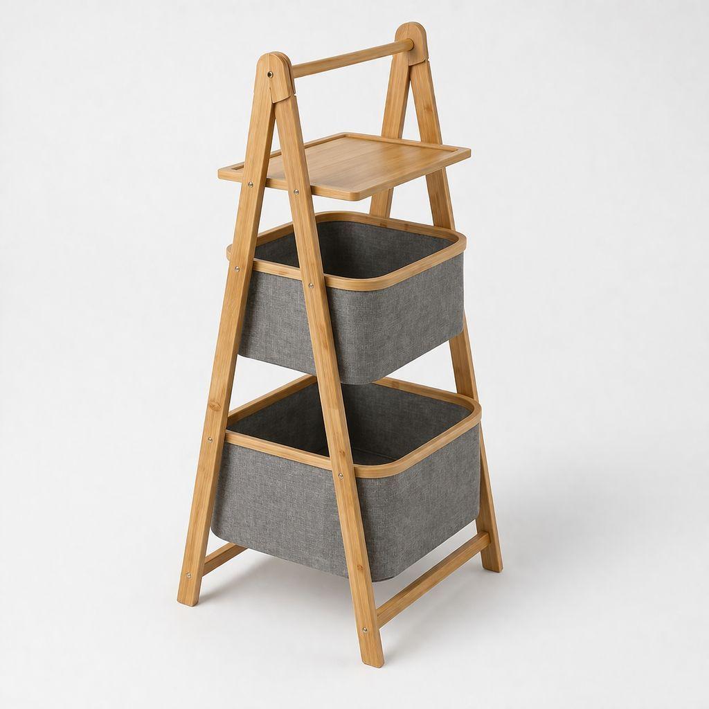 Mueble Organizador De Bambú 3 Niveles Plegable-1