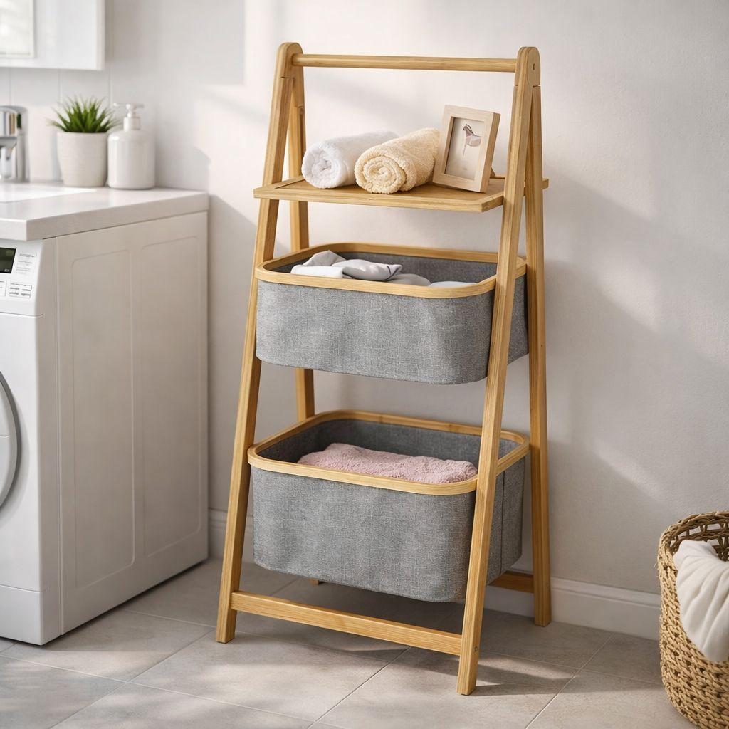 Mueble Organizador De Bambú 3 Niveles Plegable-3