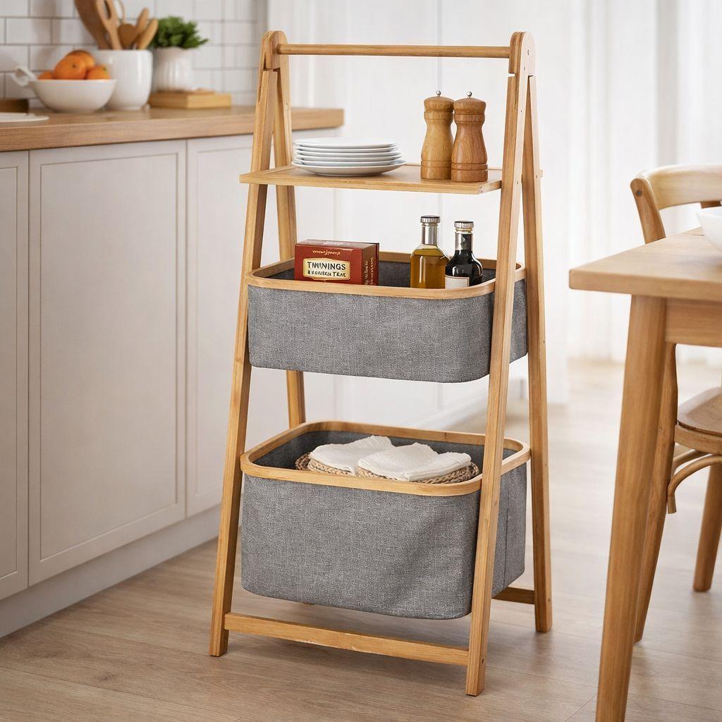 Mueble Organizador De Bambú 3 Niveles Plegable-4