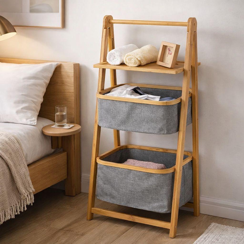 Mueble Organizador De Bambú 3 Niveles Plegable-5