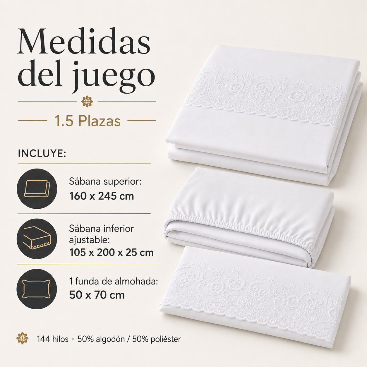 Juego de Sábanas Martiné Vanessa Broderie 1.5 Plazas 144 Hilos-4