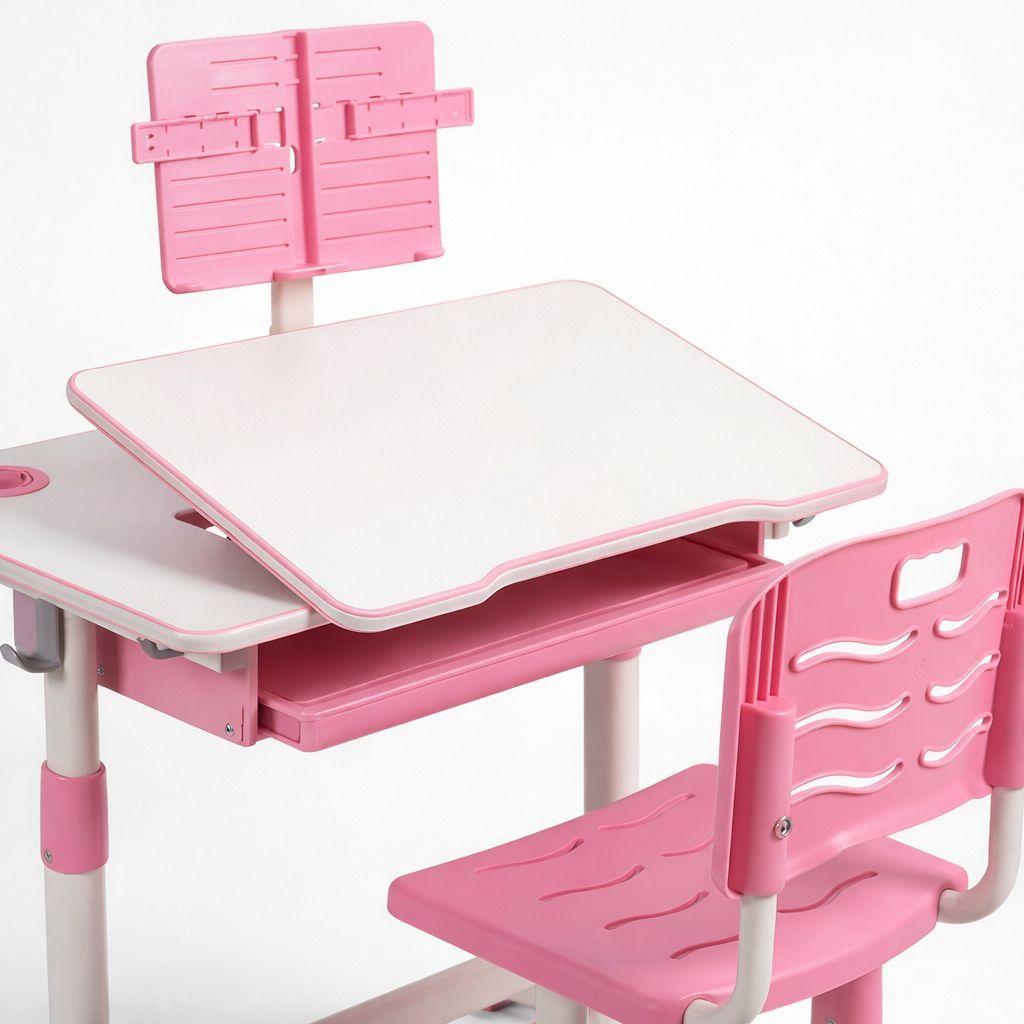Escritorio Infantil Rosado Con Silla Ergonomica Ajustable-2