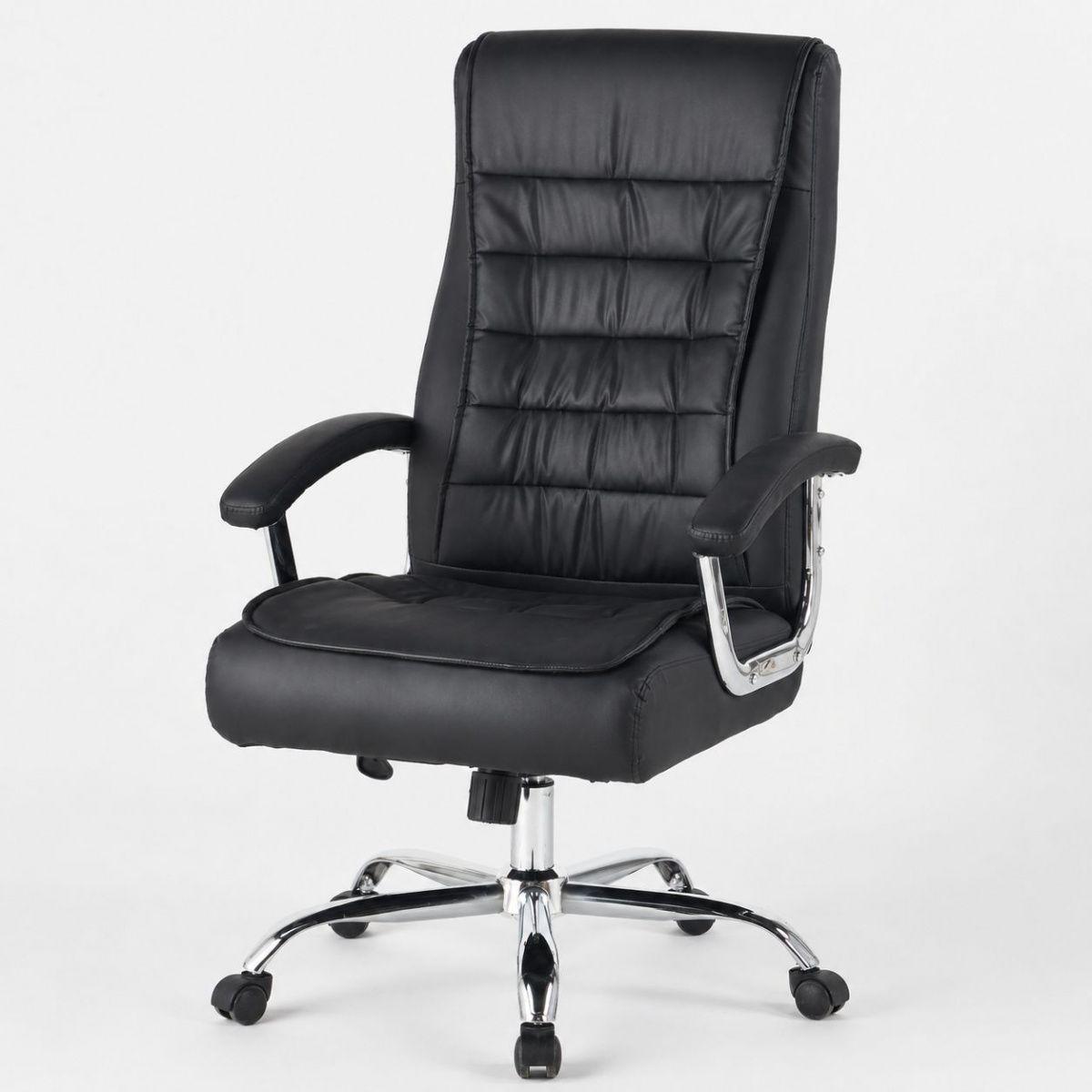Silla Ejecutiva Magnus Negra con Respaldo Alto Acolchado, Ruedas y Base Cromada para Oficina-7