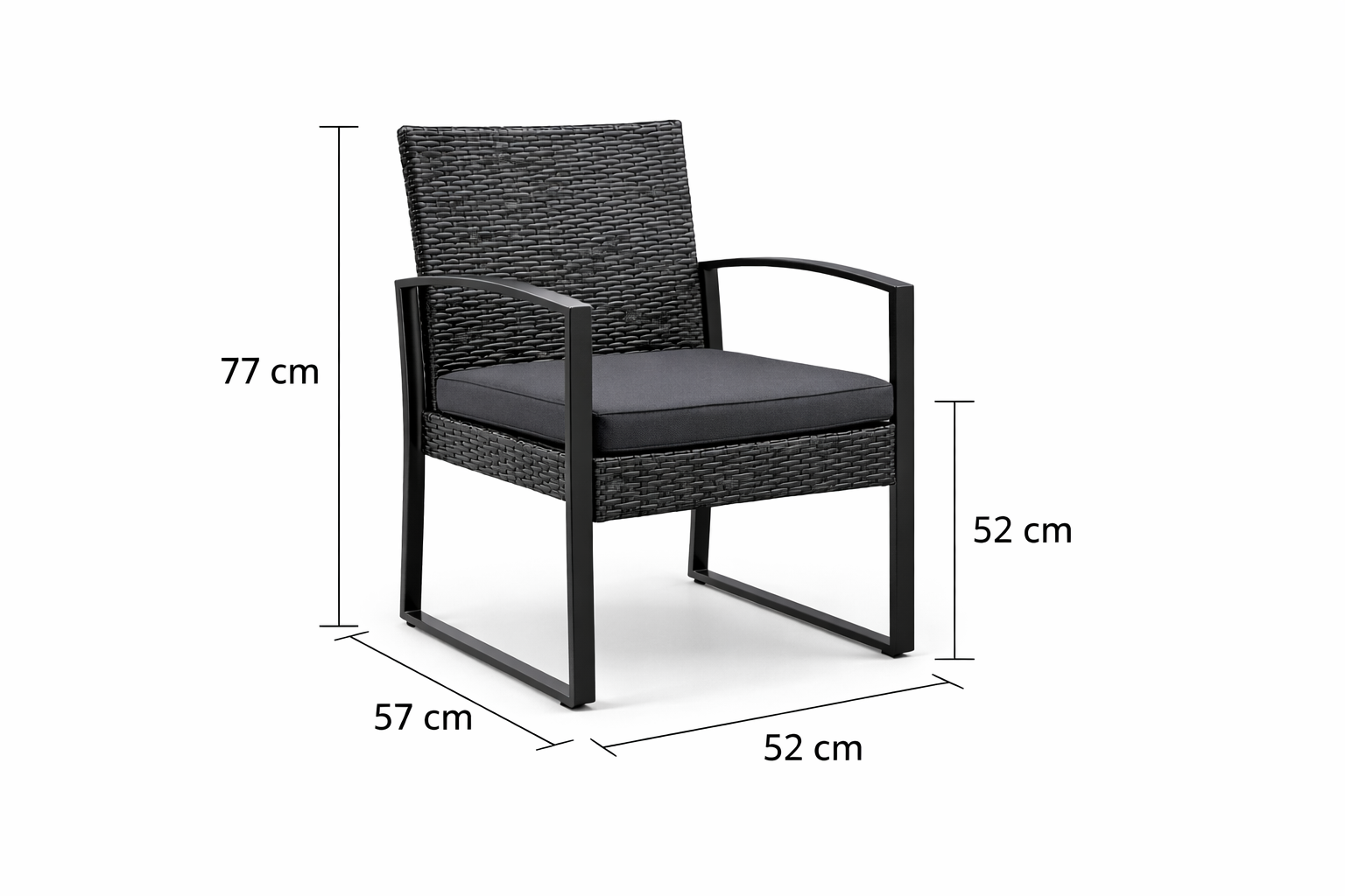 Set Terraza con Sillas de Rattan y Mesa Negra Vidrio Templado-3