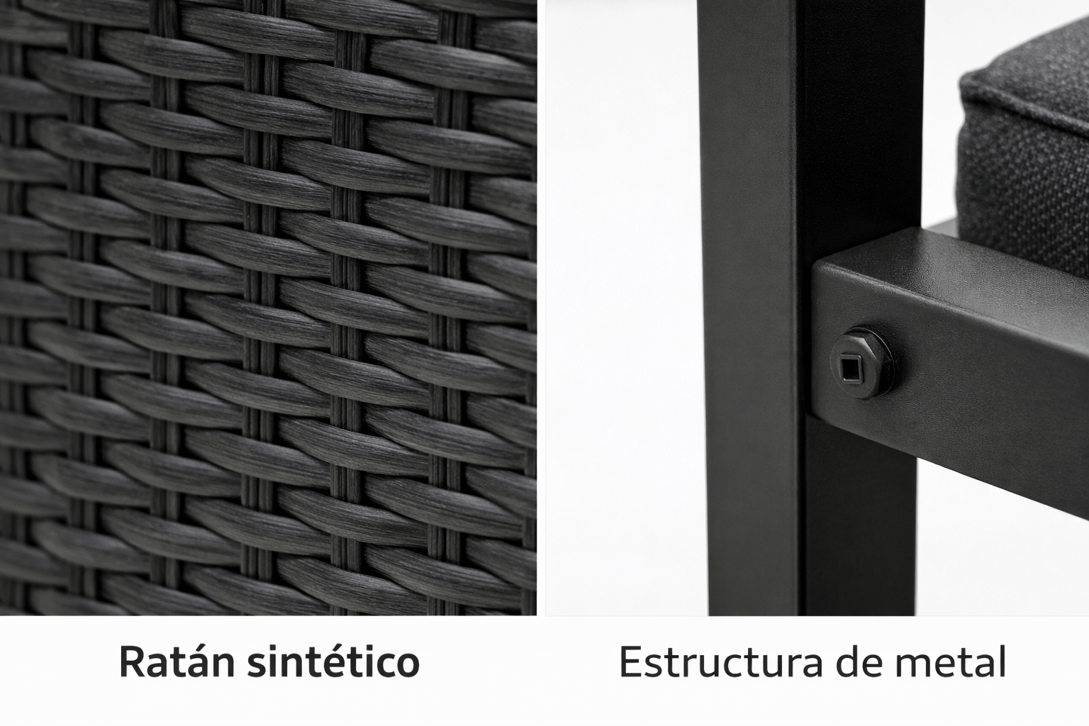 Set Terraza con Sillas de Rattan y Mesa Negra Vidrio Templado-6