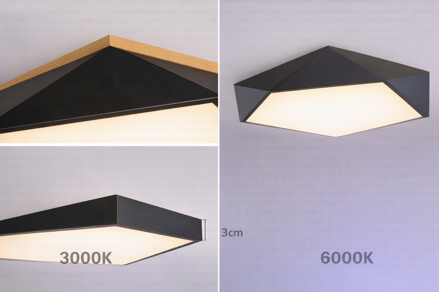 Plafón LED Pentágono Negro 72W Luz Regulable con Control-5