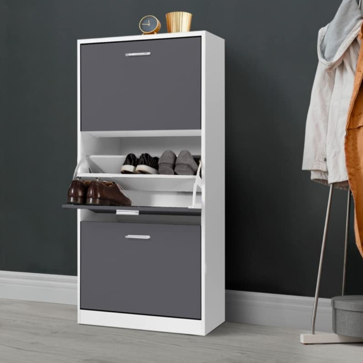 zapatero Velux organizador 3 puertas blanco con gris-3