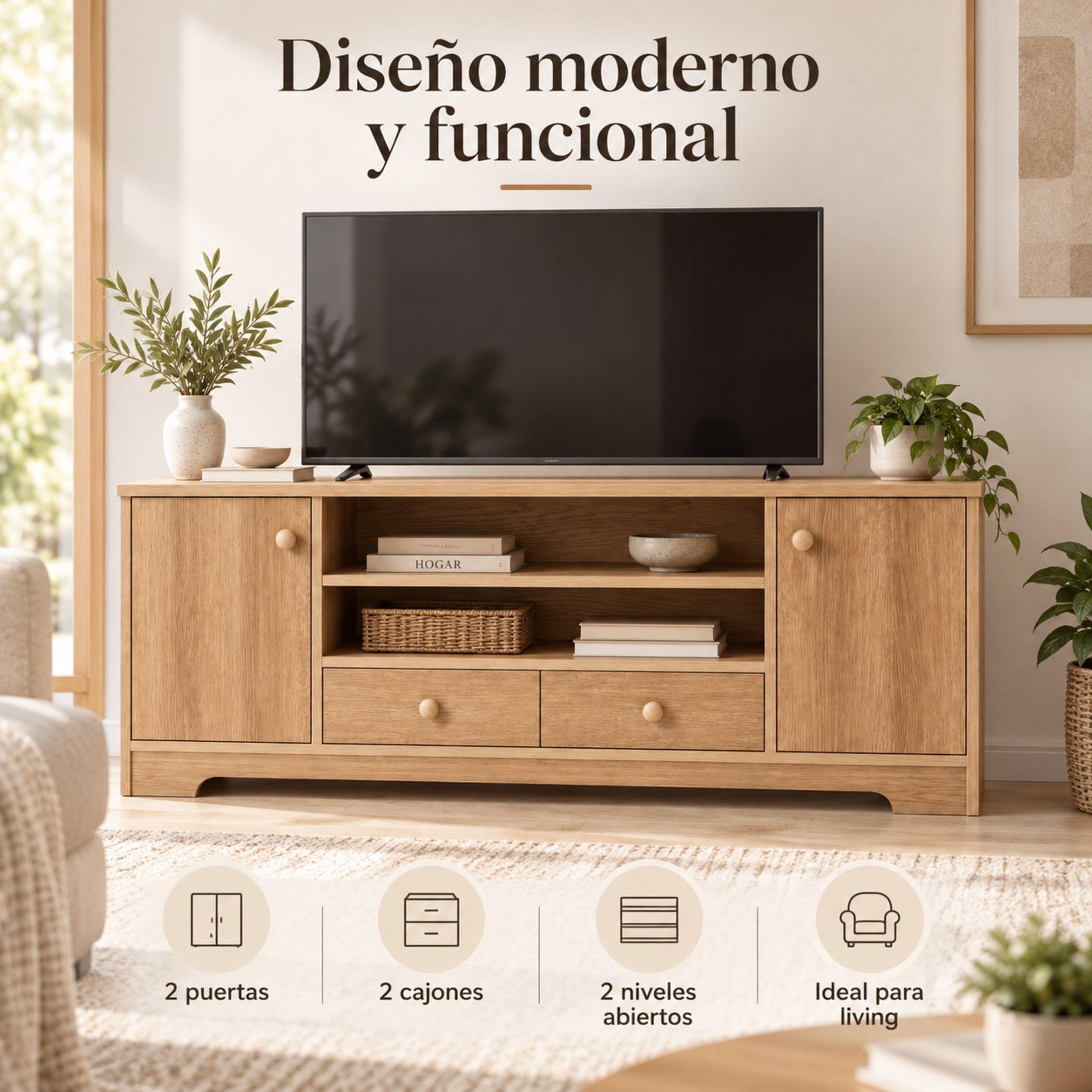 Rack Mueble de TV Fenix Blue 120cm con 2 Puertas y 2 Cajones-1