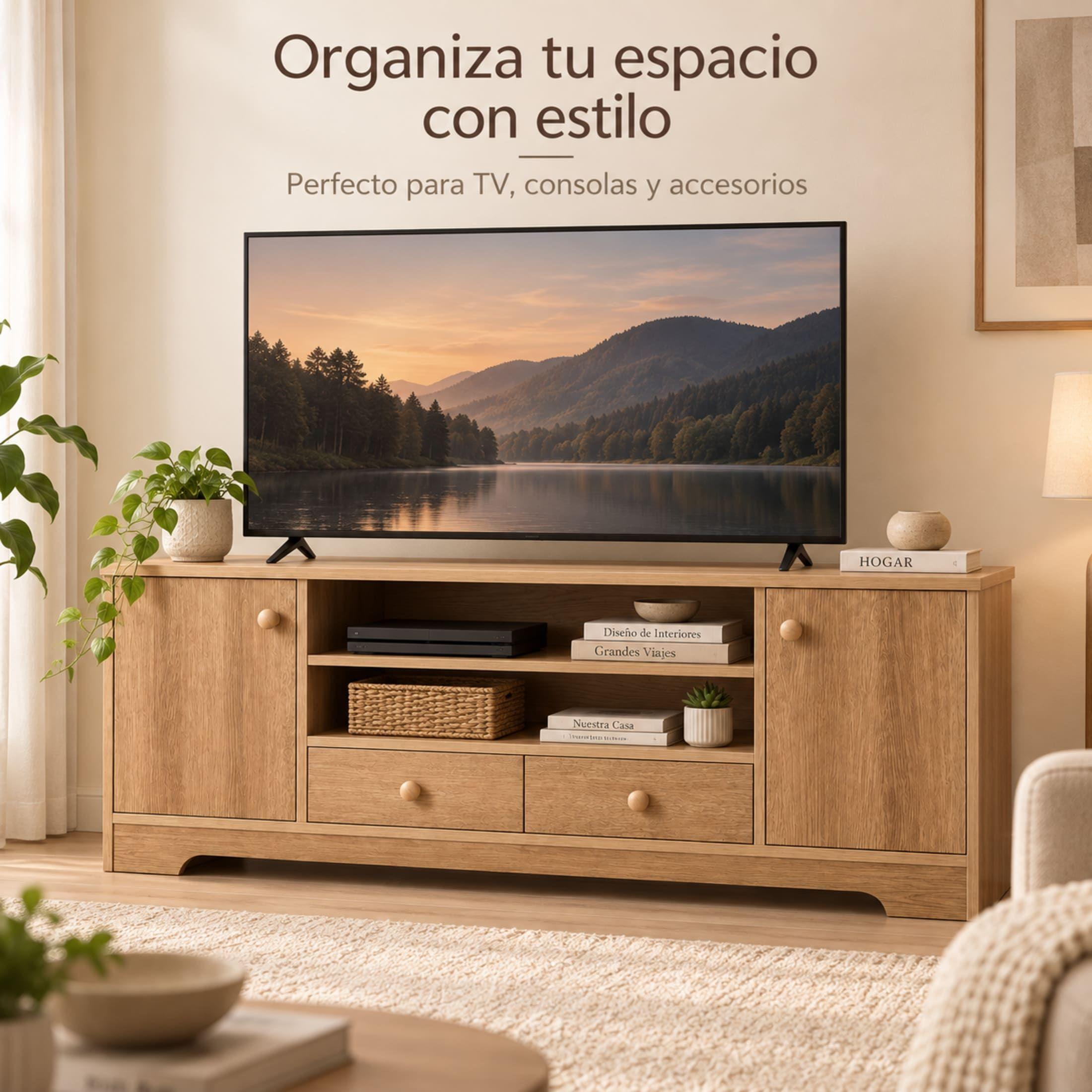 Rack Mueble de TV Fenix Blue 120cm con 2 Puertas y 2 Cajones-2