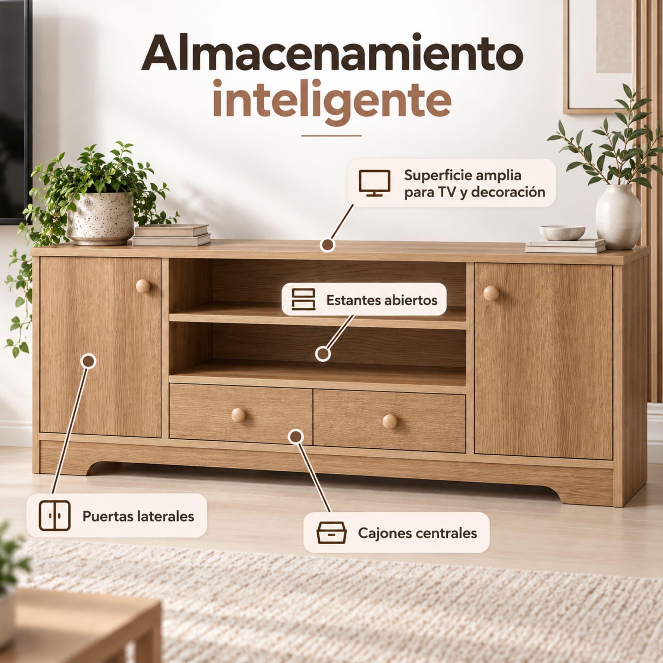 Rack Mueble de TV Fenix Blue 120cm con 2 Puertas y 2 Cajones-3