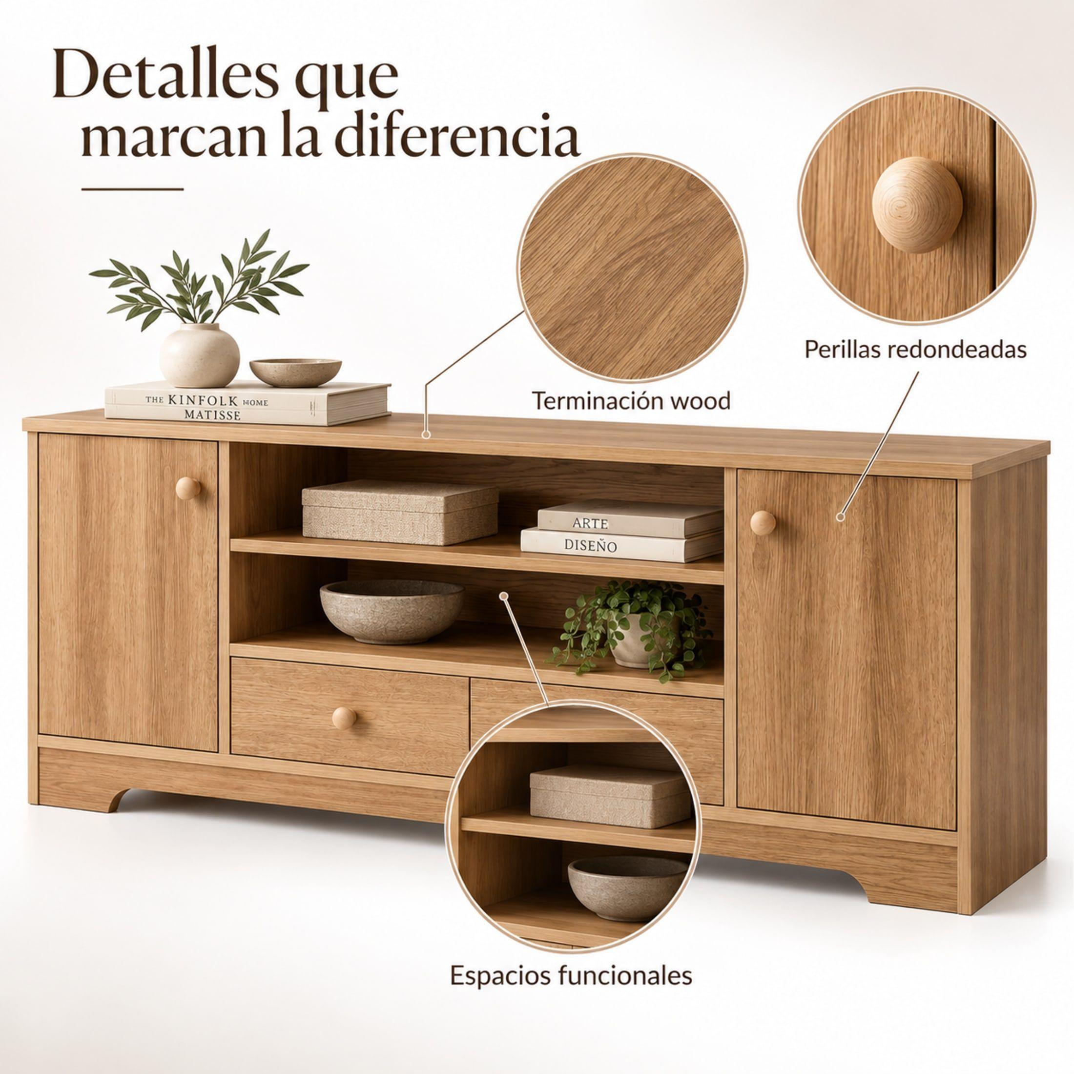 Rack Mueble de TV Fenix Blue 120cm con 2 Puertas y 2 Cajones-5