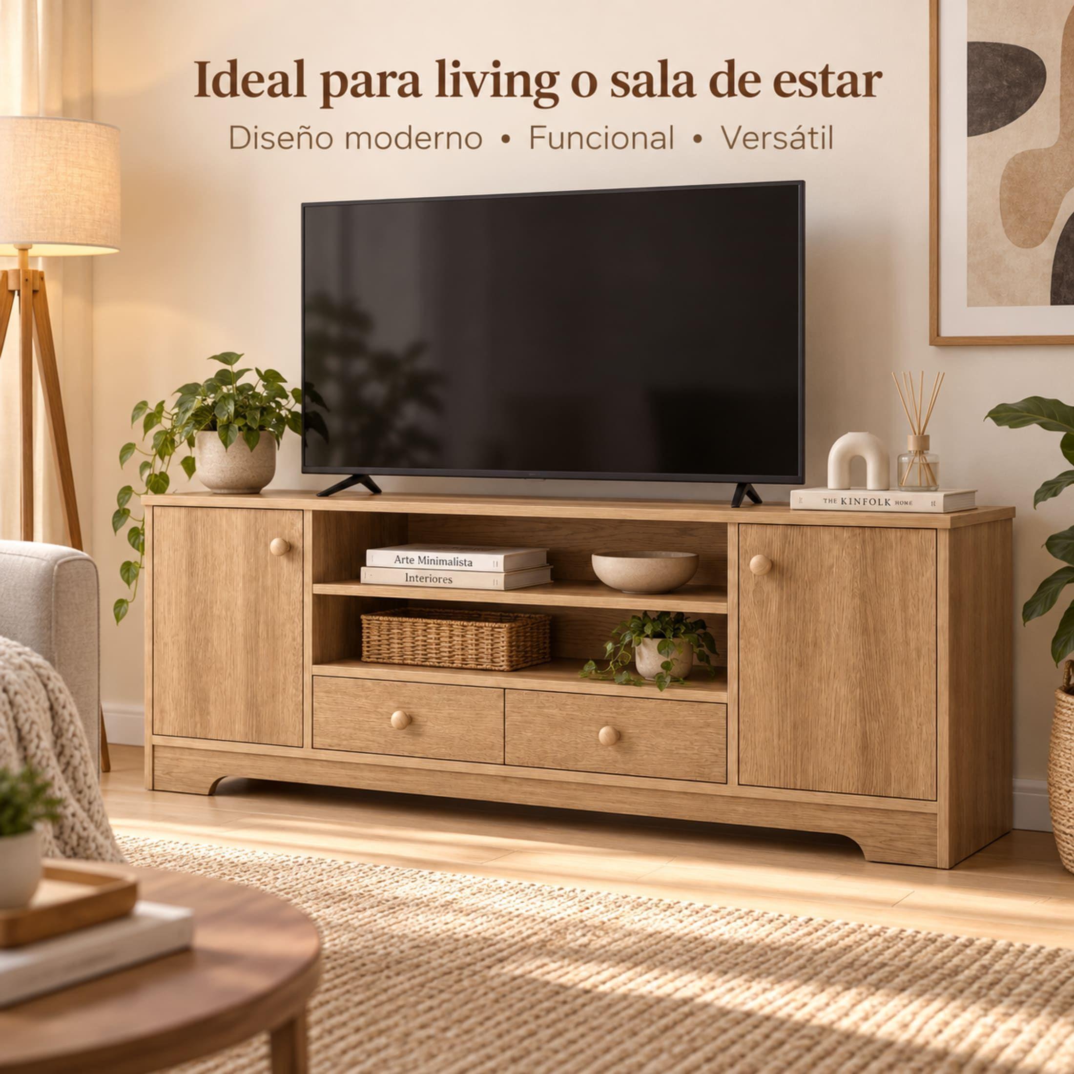 Rack Mueble de TV Fenix Blue 120cm con 2 Puertas y 2 Cajones-6