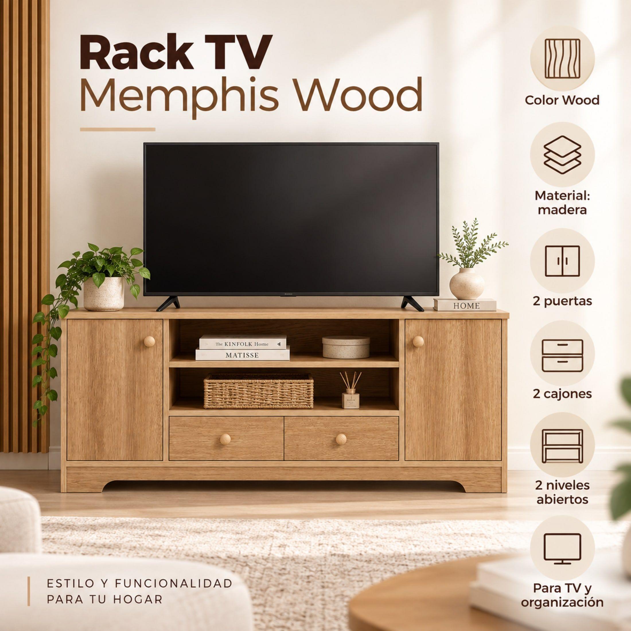 Rack Mueble de TV Fenix Blue 120cm con 2 Puertas y 2 Cajones-7