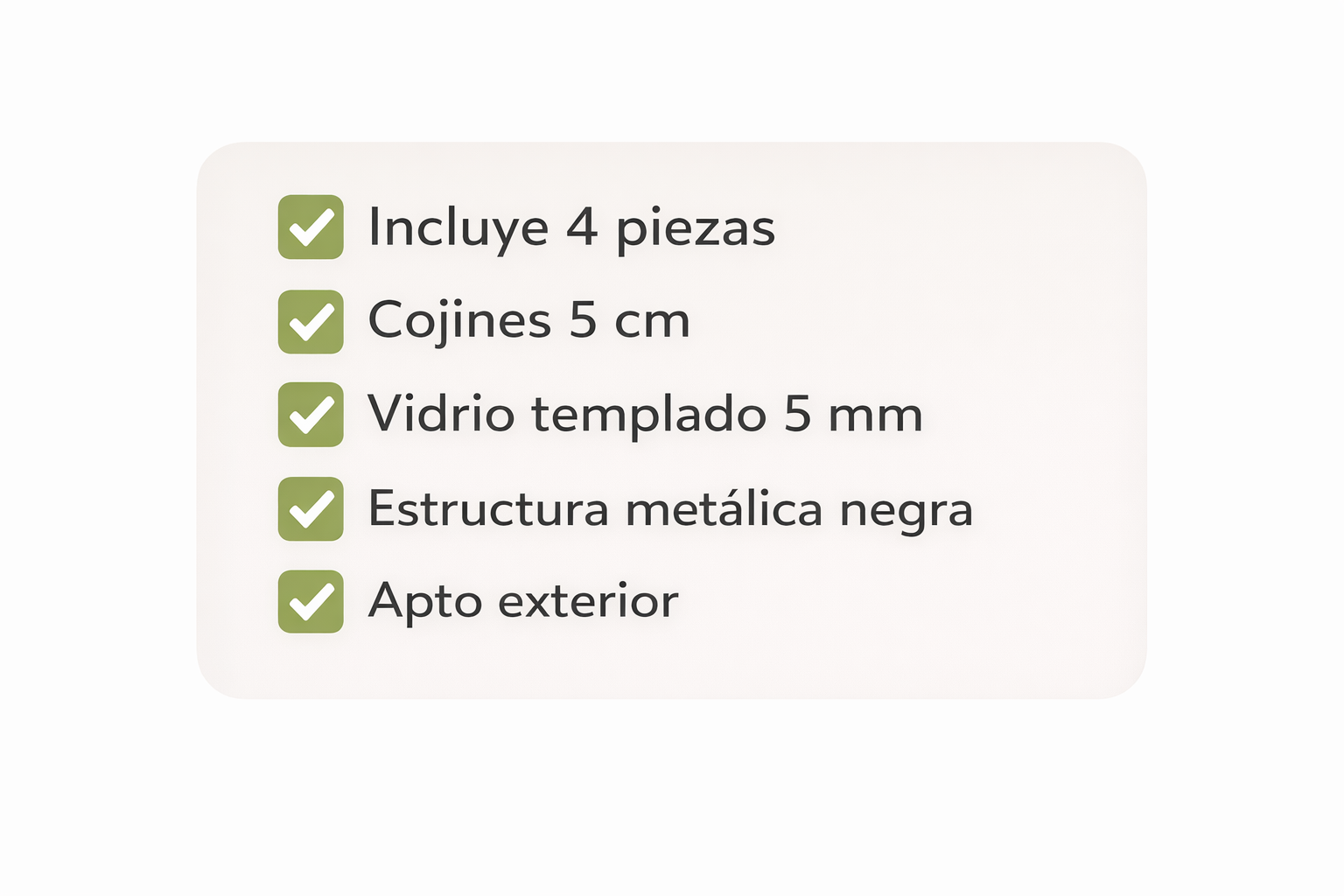 Juego Terraza Beige Sofá + Sillas + con Mesa Vidrio- Completo 4 Piezas-4