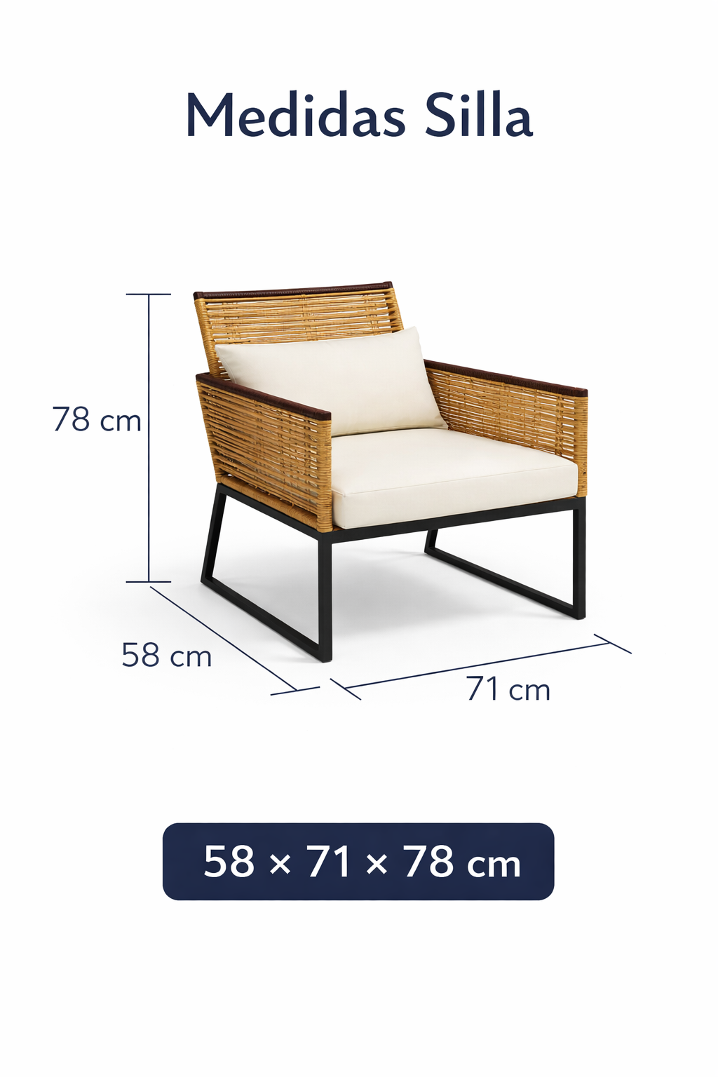 Juego Terraza Beige Sofá + Sillas + con Mesa Vidrio- Completo 4 Piezas-4