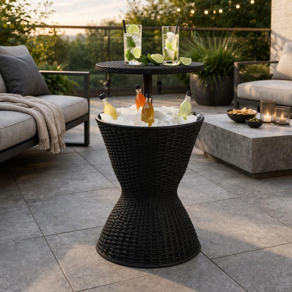 Cooler De Exterior Con Mesa Simil Rattan Para Reuniones -4