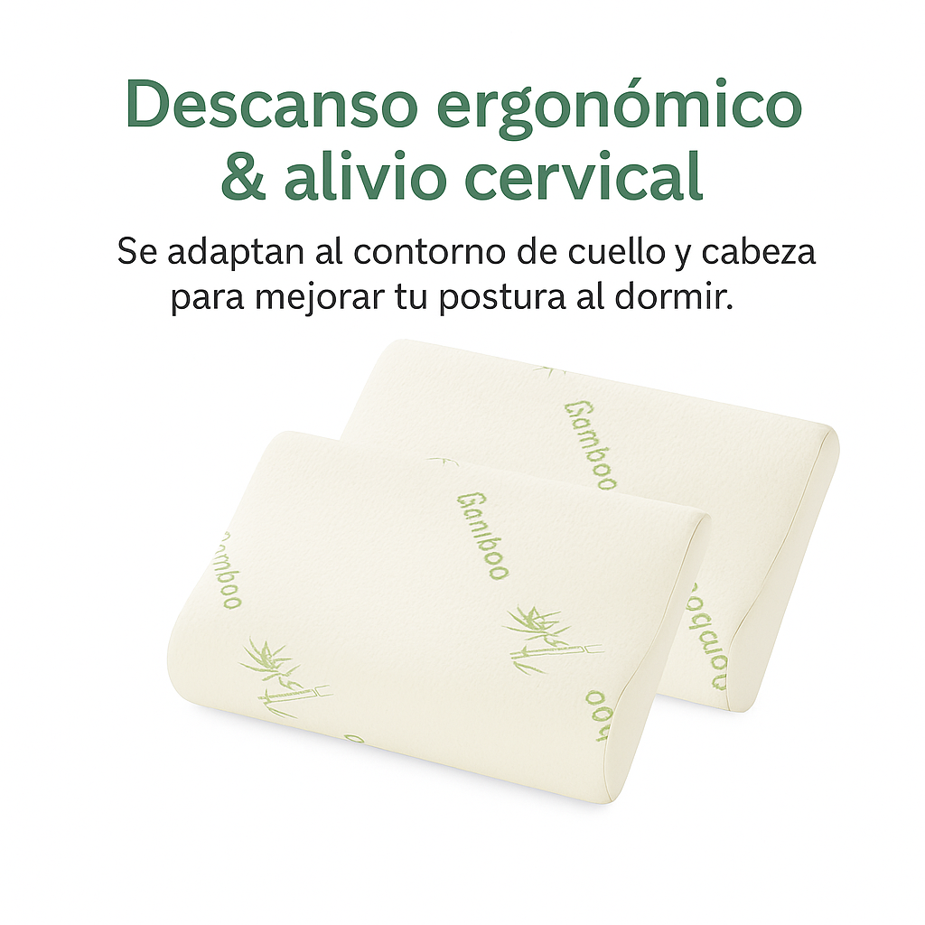 Almohada Con Memoria Cervical Cuello Y Cabeza Pack X2 Blanco-3