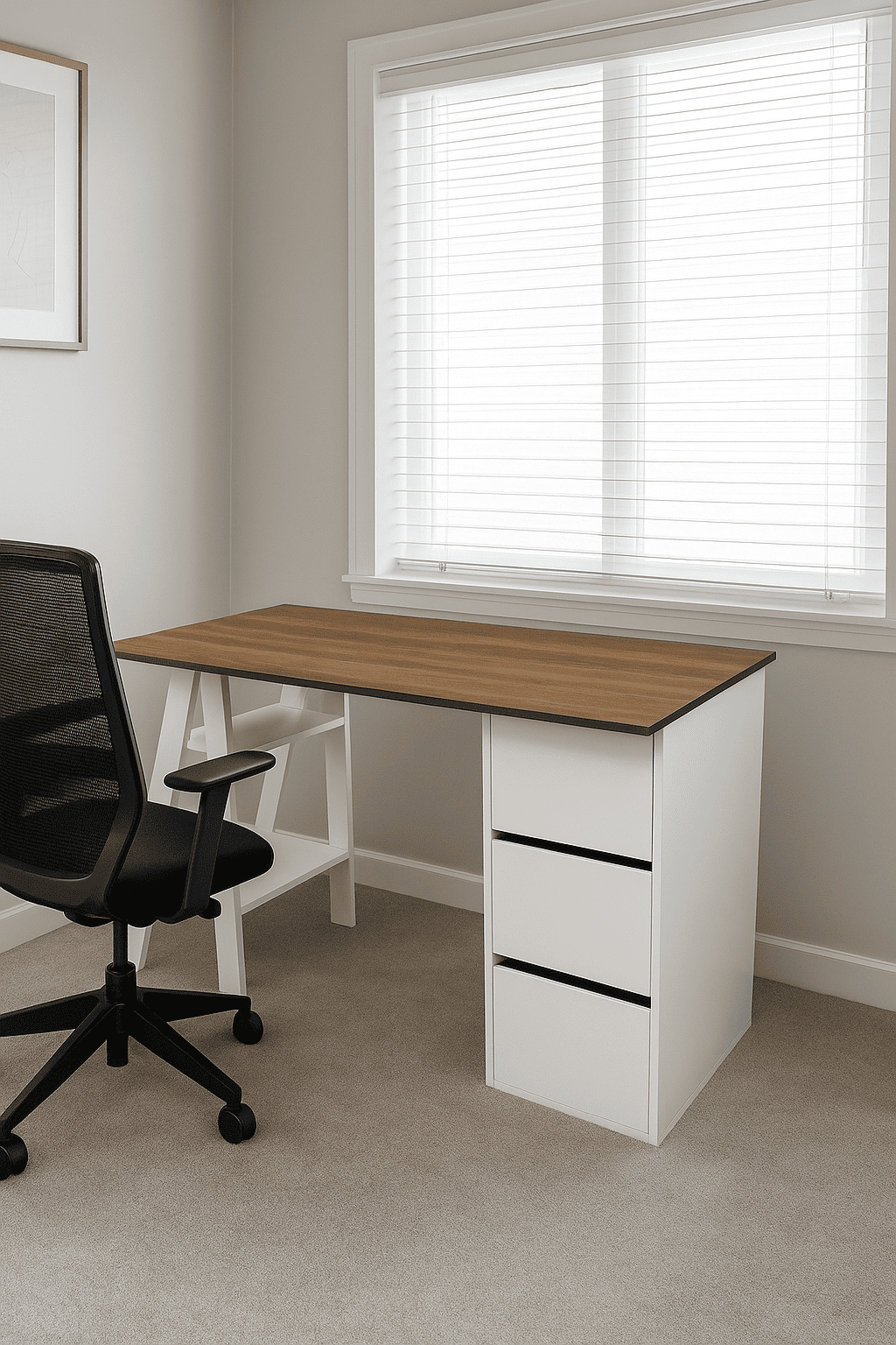 Escritorio Minimalista Blanco 120cm Melamina Resistente Blanco-4