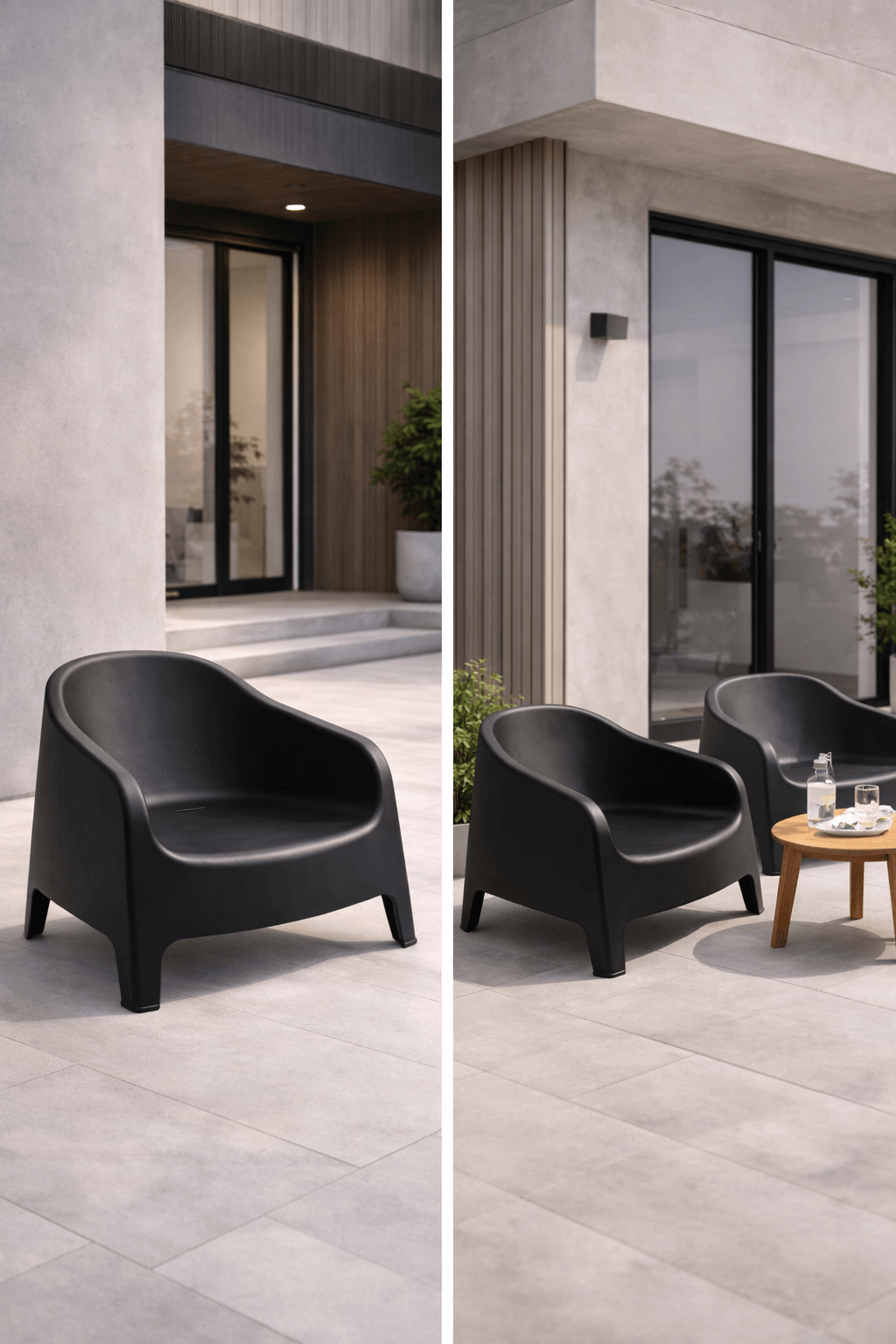Sillón Individual Exterior Negro 72x65x78 cm Plástico Alta Resistencia-2