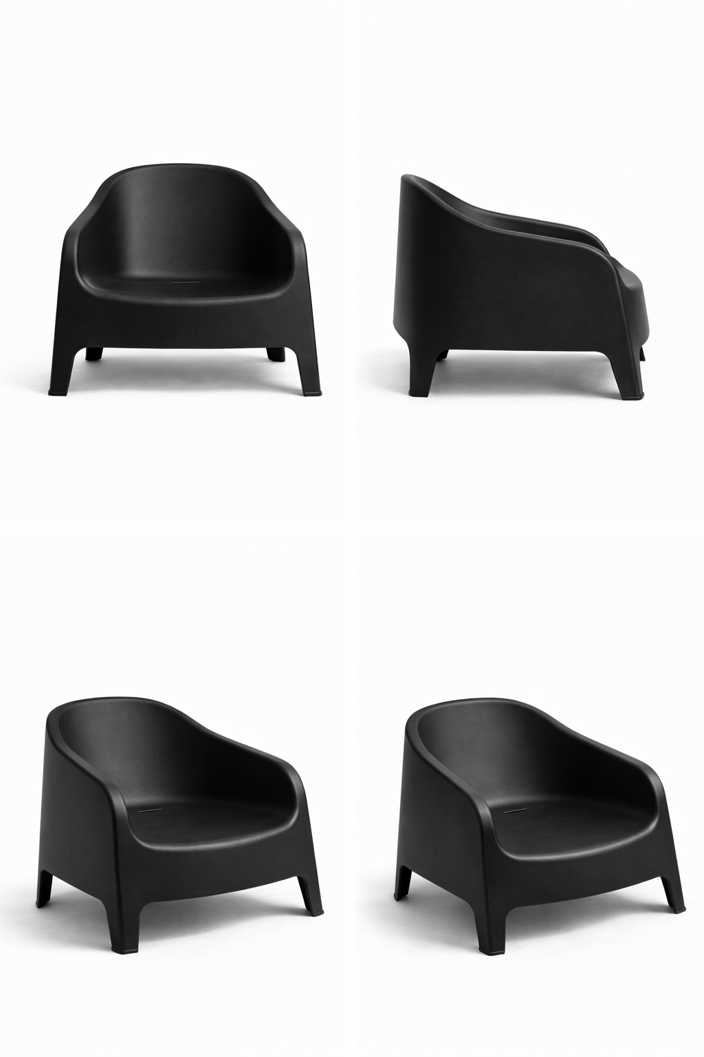 Sillón Individual Exterior Negro 72x65x78 cm Plástico Alta Resistencia-3