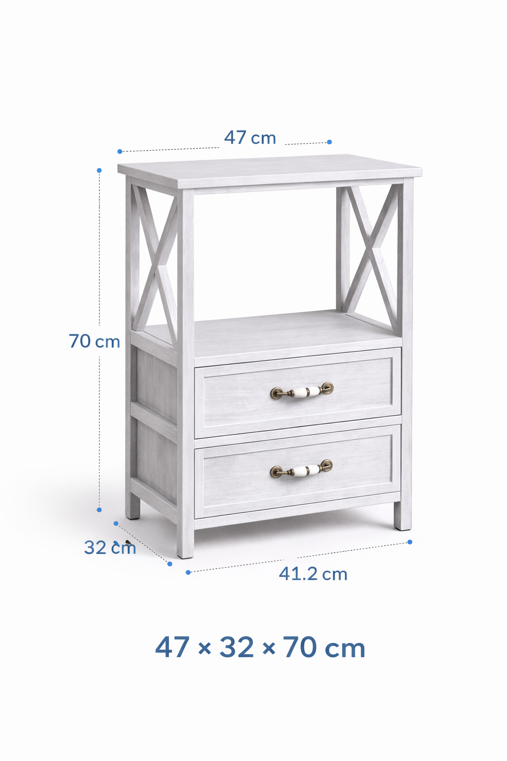 Mueble Auxiliar 2 en 1 Gris Blanqueado con Cajones Librero Integrado 70 cm-2