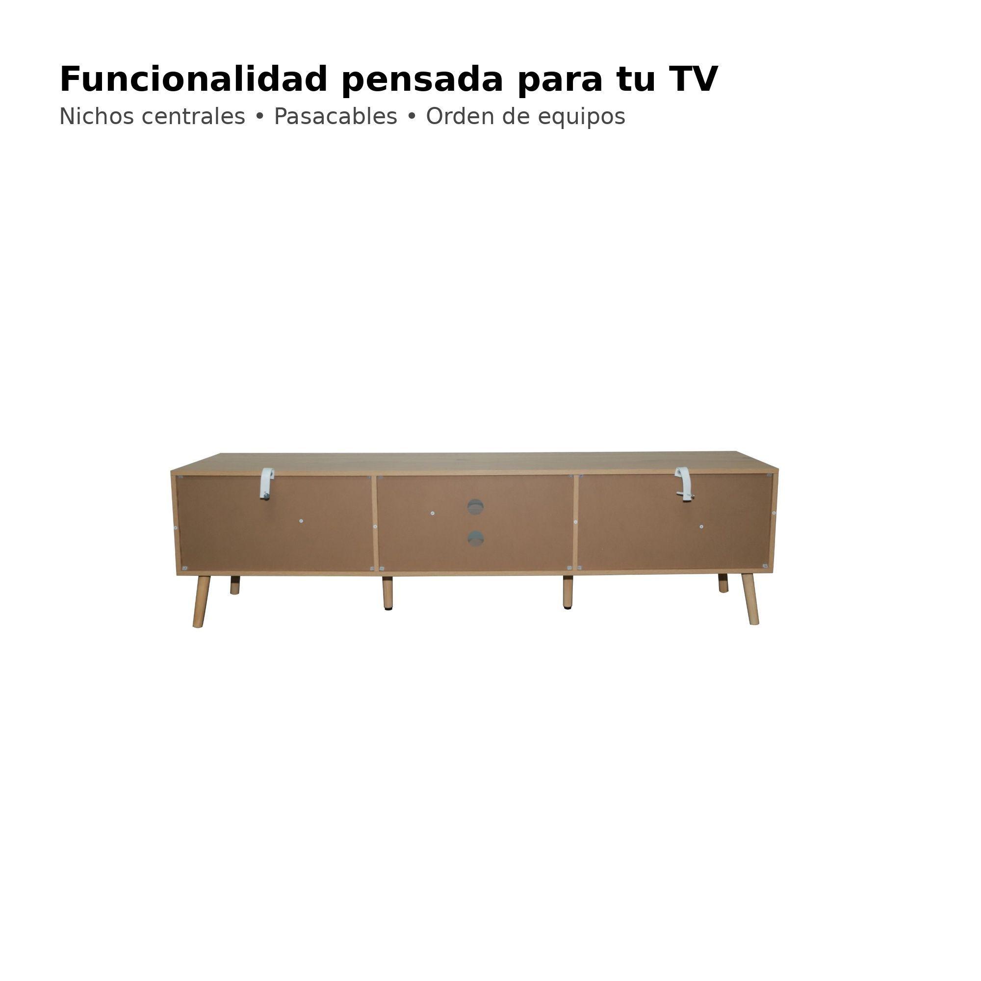 Rack TV Nórdico 180 cm Madera y Negro para TV 75–80”-2
